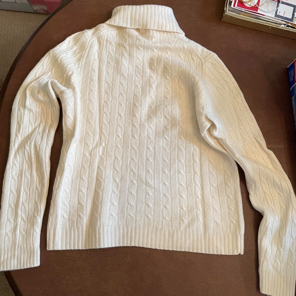 J. Crew Womens White Wool Blend Knit Pullover Sweater Size Medium Cowl Neck